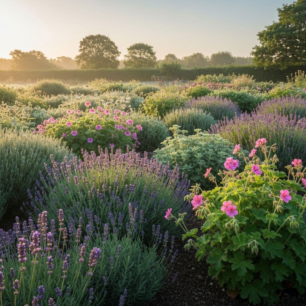 Beautiful botanical garden with aromatic plants